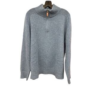 McCarren & Sons Blue Men's Cashmere Sweater Quarter Zip Large Speckled Confetti